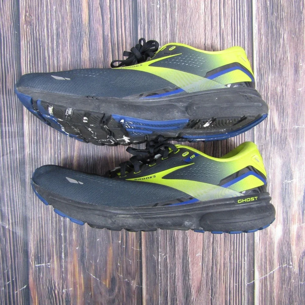 Brooks Ghost 15 Running Shoes Mens Size 11.5 Black Yellow Cushion 110393 1D 063